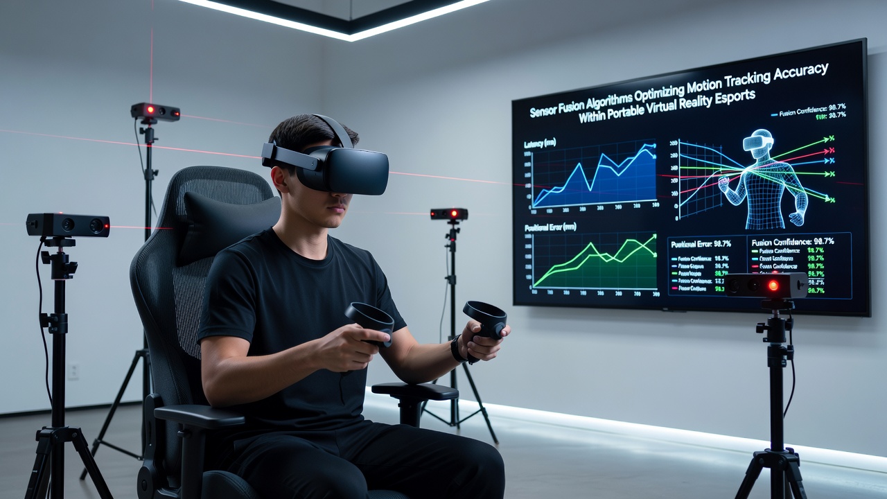 Algorithm visualization showing sensor data streams merging for VR tracking
