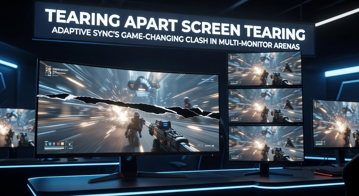 Visual example of screen tearing on a gaming display showing horizontal lines disrupting gameplay motion